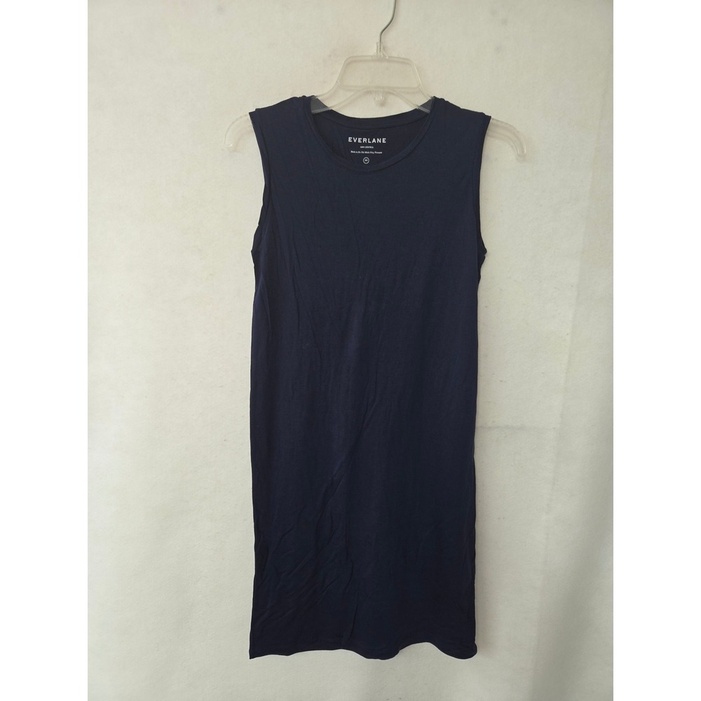 Everlane Shift Dress Womens XS Navy Blue Sleeveless Lyocell Crew‎ Neck Mini